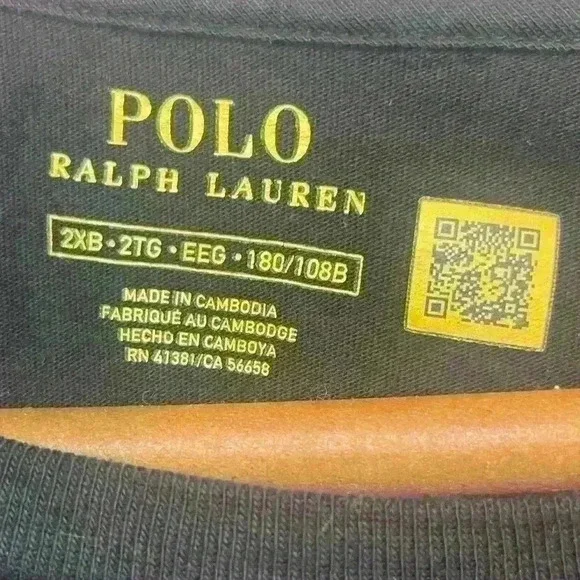 Polo by Ralph Lauren Short Sleeve Tee Black with Red Logo Size 2XB - Picture 4 of 7